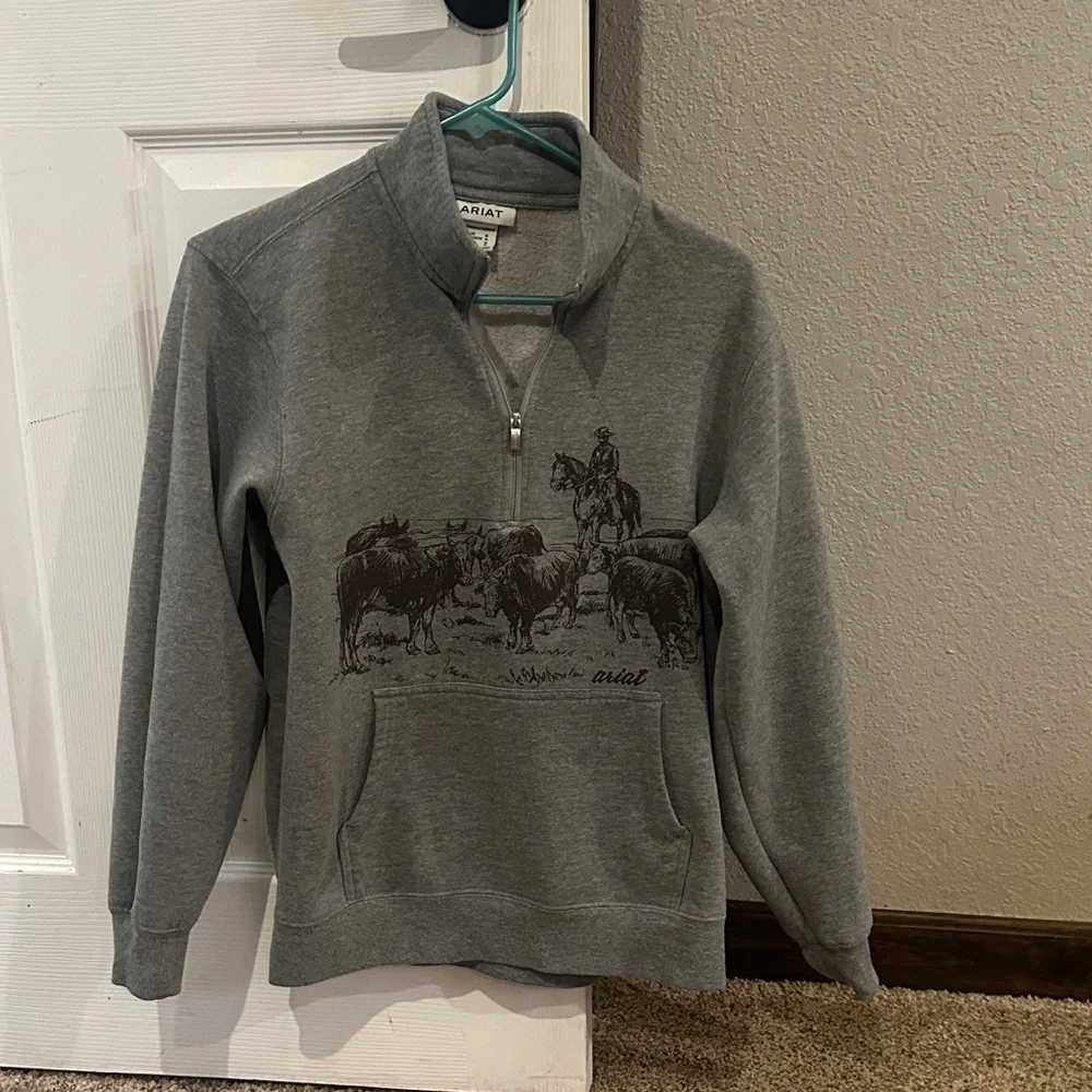 Ariat Men's Charcoal Zip-Up Sweater - Picture 1 of 2